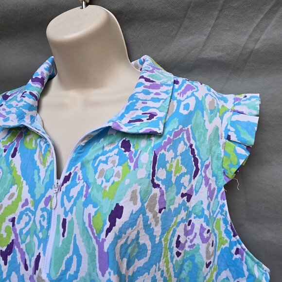 IBKUL Tillie Jade Lavender Blue 1/4 Zip Top Tennis Golf Shirt Ladies Sz XXL - Picture 4 of 5